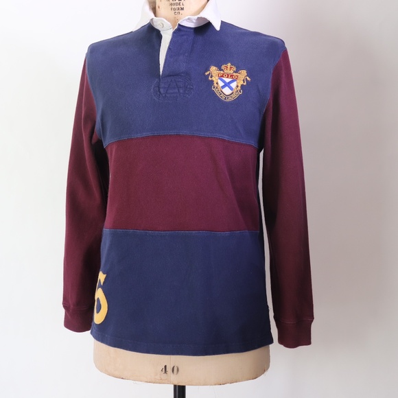 Polo Ralph Lauren Vintage Rugby-Style Patchwork Long Sleeve Shirt - Picture 2 of 14